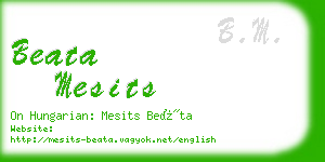 beata mesits business card